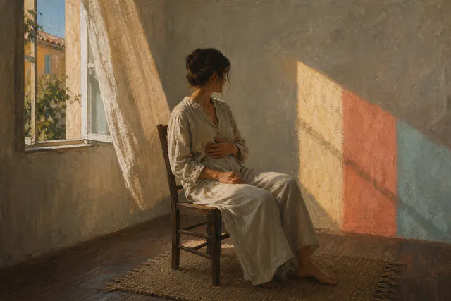 A calm person in a warm interior, symbolizing embodied Authority amid changing influences