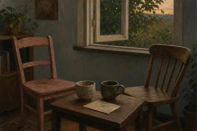 Two chairs with intentional space between them, symbolizing intimacy, consent, and respected boundaries